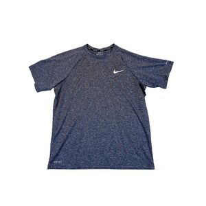 Nike Swim Dri-FIT Mens Large Blue Heathered UPF 40+ Performance Rash Guard Shirt